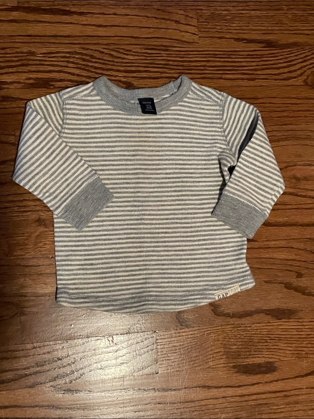 GAP Gray & White Striped Long-Sleeve Tee